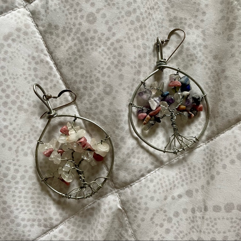Tree of Life Crystal Hoop Earrings